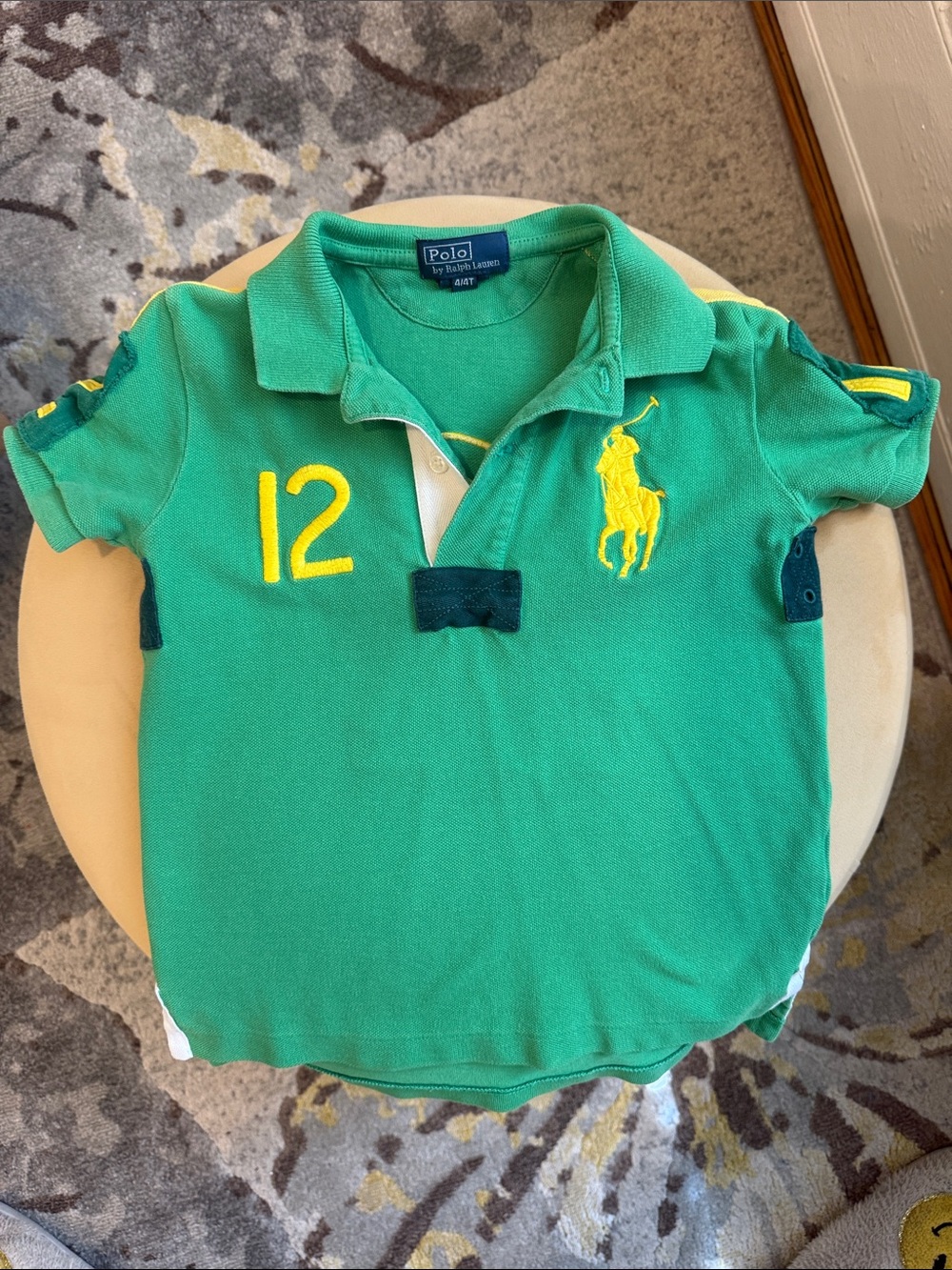 Polo by Ralph Lauren Teal Green Polo with Yellow Logo & Number